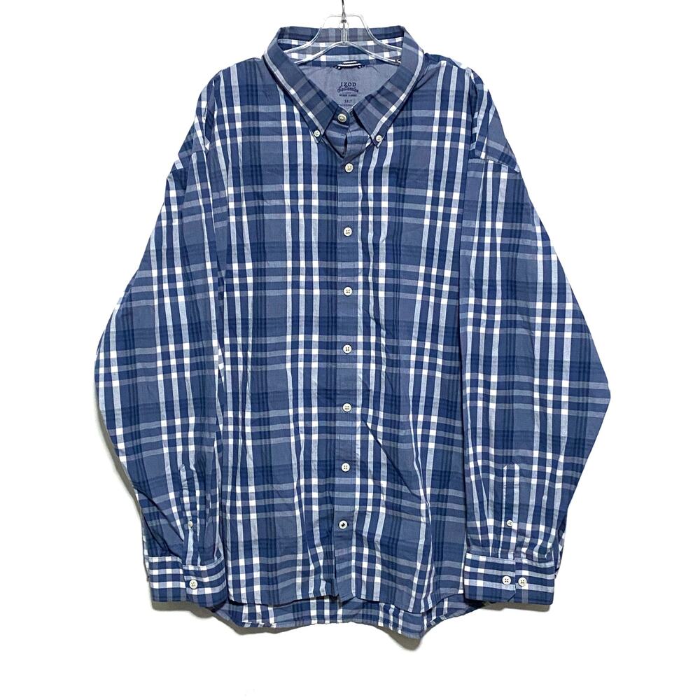 Izod Saltwater Relaxed Classics Plaid Button Shirt Mens 3XLT Coastal Nautical